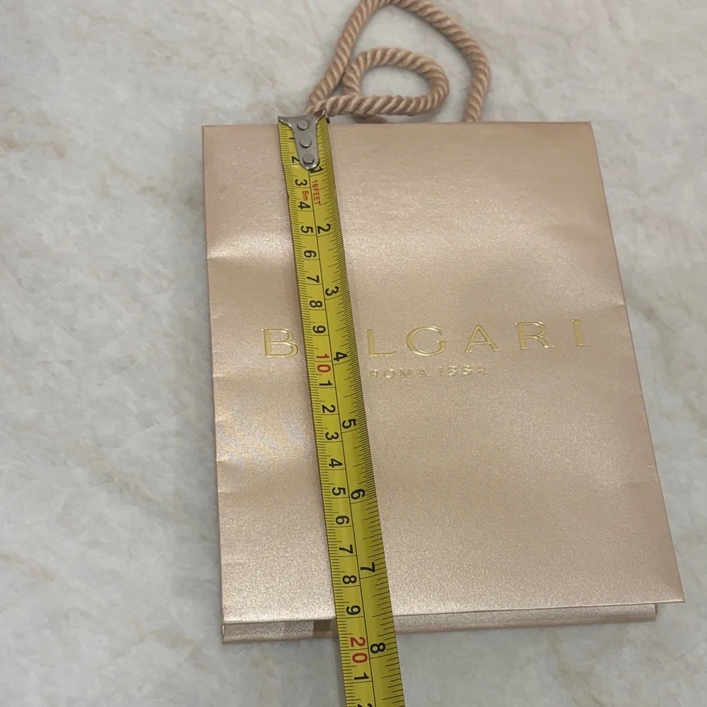 BVLGARI Designer Gold Paper Shopping Bag Set – Small & Large Authentic.
